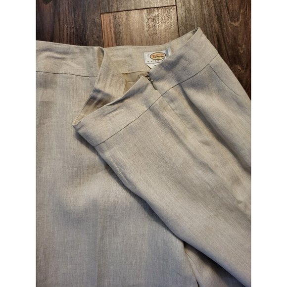 Talbots 100% Irish Linen Pants Lined Side Zip Beige Sz 16p - Picture 3 of 7